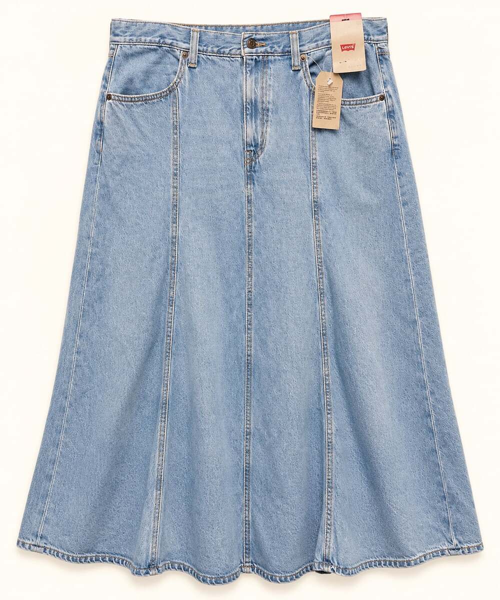 NWT Levi’s Light Wash Denim Maxi Skirt W33 Panelled Y2K 90s Long Jean Skirt